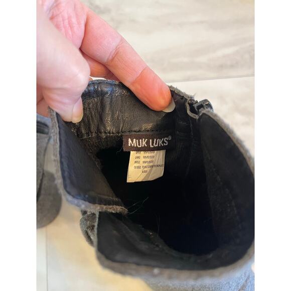 Muk Luks Women’s Heeled Booties Gray Side Zip Buckle Boho City Boots 38 US 8 - Picture 7 of 8